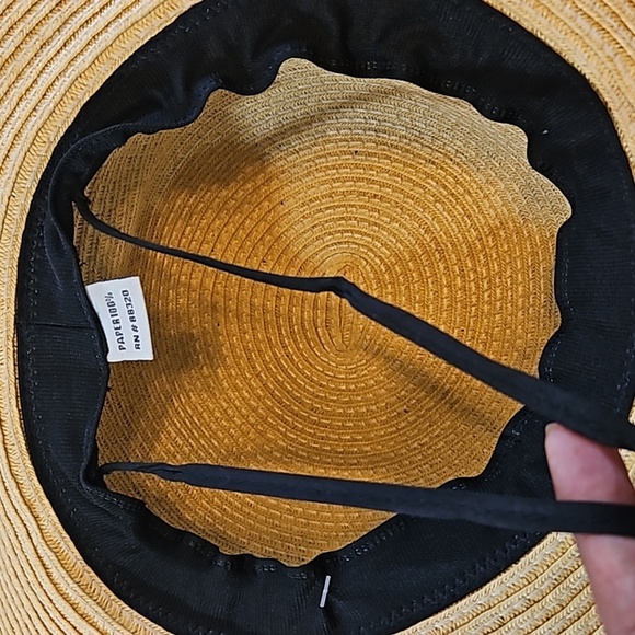 C.C Exclusive Fashionable Sunhat paper straw Good Vibes black embroidery design - Picture 13 of 17